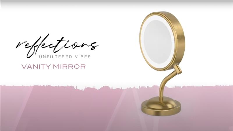 LED-Lighted 1x/5x Magnification Mirror in Brushed Brass image number 5