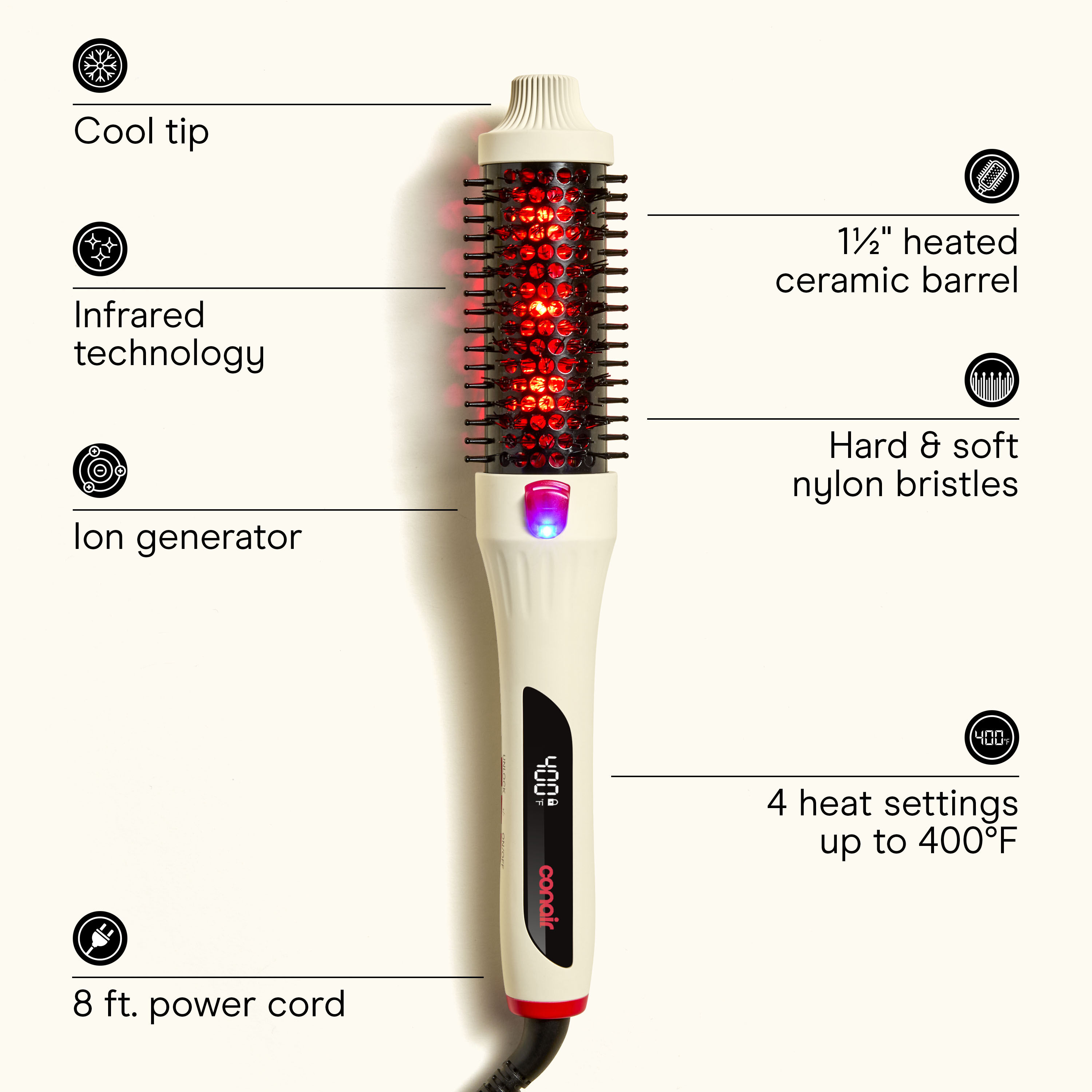 Cepillo térmico infrarrojo LED, Larga