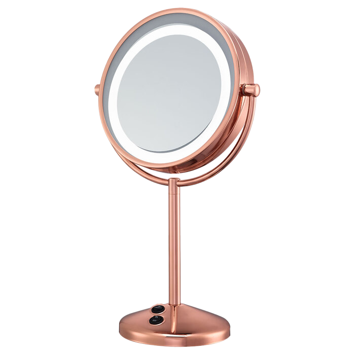 Espejo de maquillaje 1x/10x con luz LED Reflections, en oro rosa, Larga