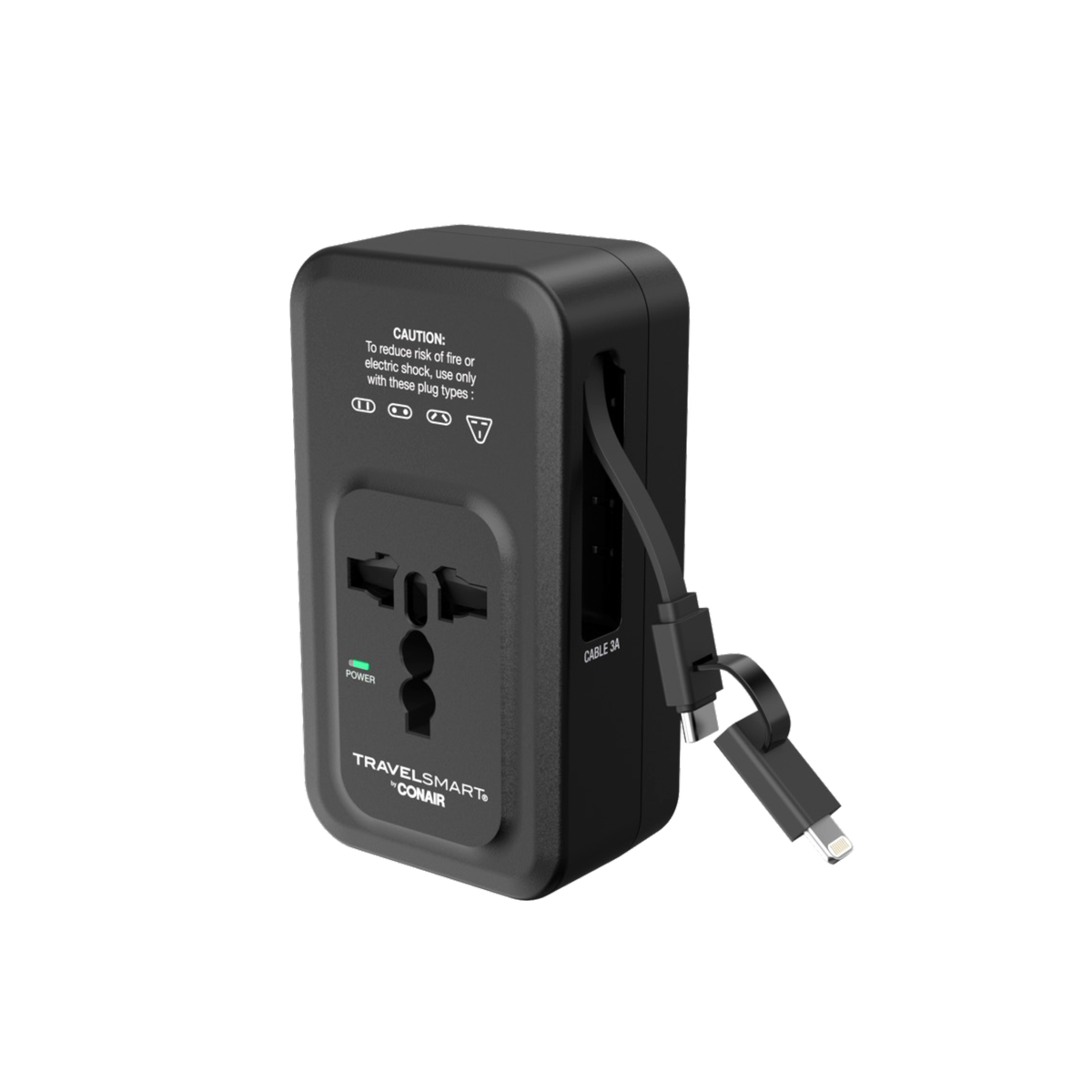 Adaptador de viaje universal con cable de carga