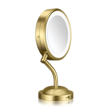 LED-Lighted 1x/5x Magnification Mirror in Brushed Brass  small 3