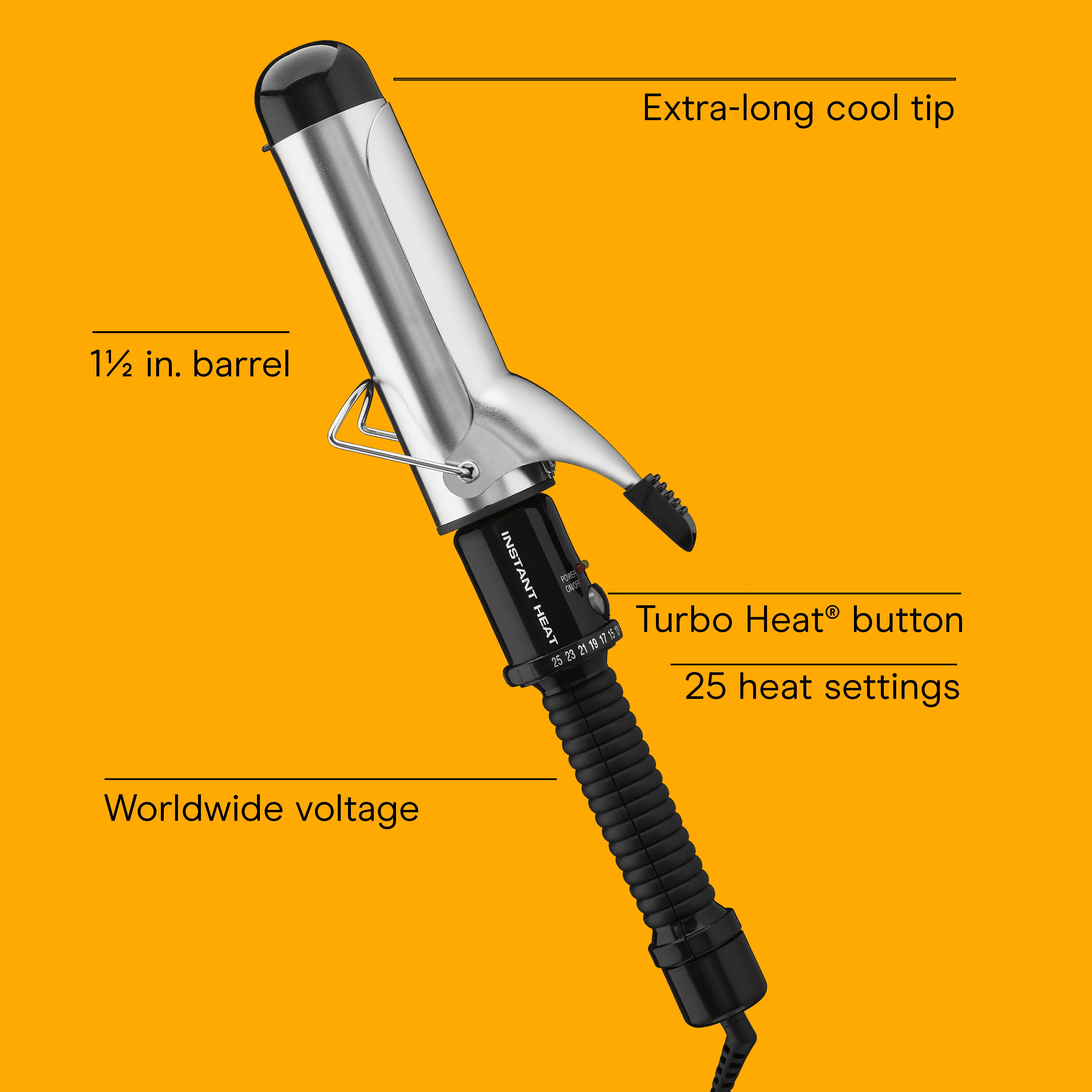 Tenaza de 1½ in de calentamiento instantáneo Conair®, Larga