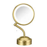LED-Lighted 1x/5x Magnification Mirror in Brushed Brass  small 1
