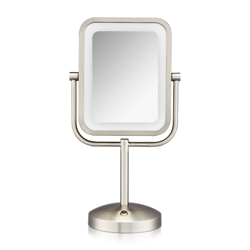 Espejo de maquillaje con luz LED y aumento 1x/8x