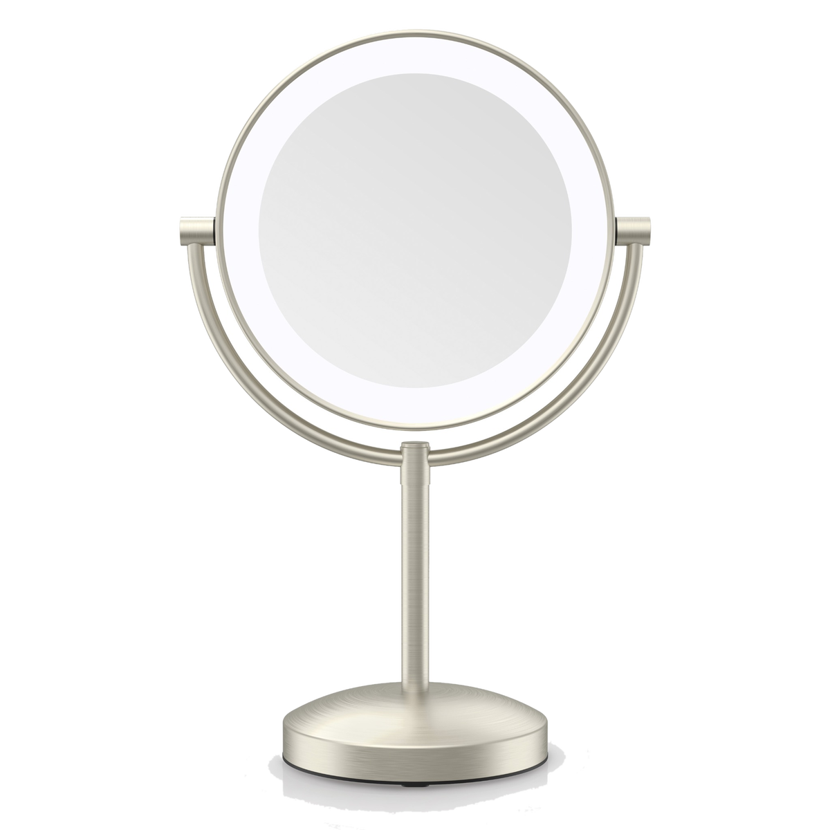 Espejo de maquillaje 1x/10x con luz LED, en níquel satinado cepillado