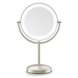 Espejo de maquillaje 1x/10x con luz LED, en níquel satinado cepillado