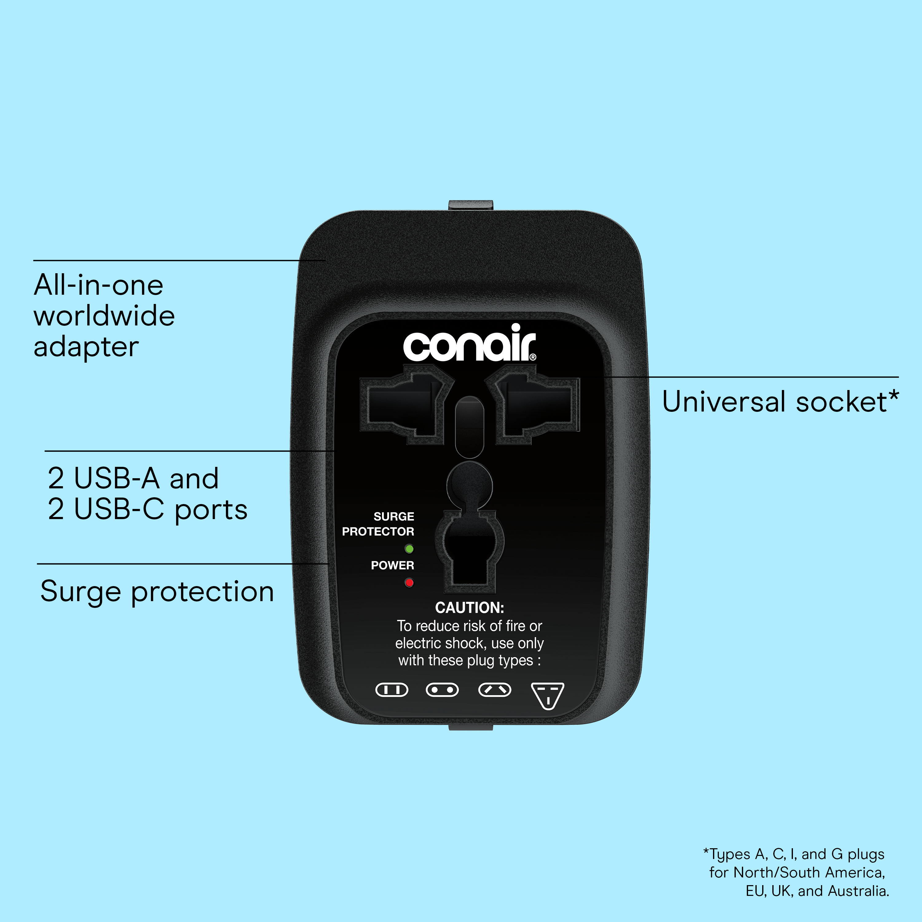 Adatador de viaje universal, Larga