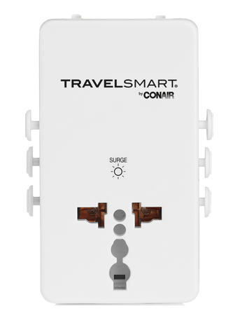 Adaptador de viaje universal con puerto USB y sonidos relajantes