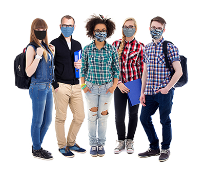 Adolescentes con mascarillas/máscaras de protección facial