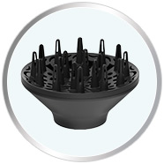 White ceramic bowl with black plastic hair comb