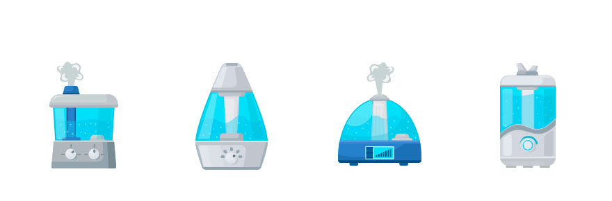 Artisitic images of different types of humidifiers