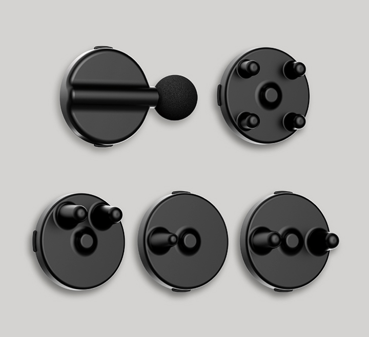 5 different therapy disk attachments for Conair Myo-Therapy oscillating percussion massager.