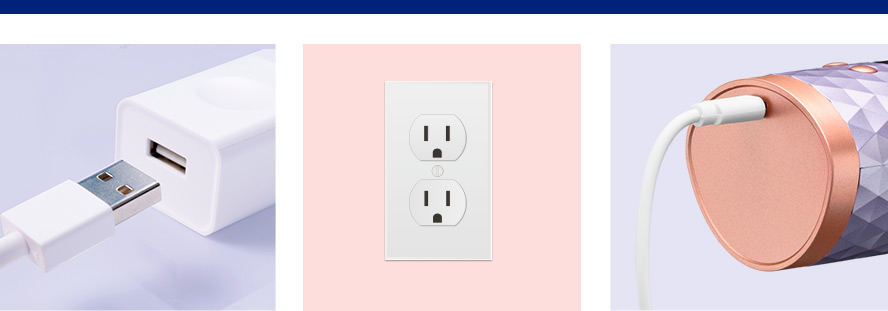 USB Battery Charging. Connect to device and electric socket.