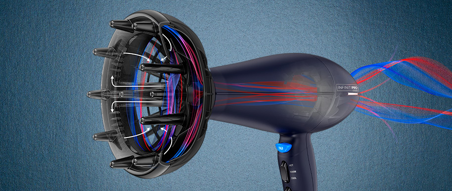 The airflow pattern for Conair's new advanced diffuser.