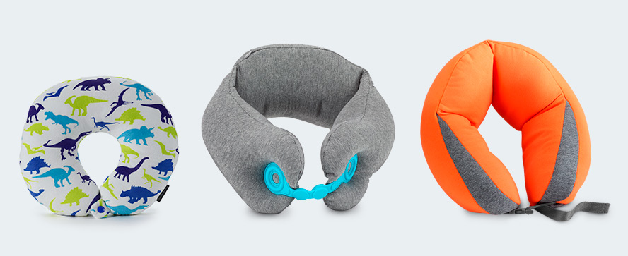 Left: Kid’s Neck Travel Pillow / Center: Adult Silicone Closure Pillow / Right: Microbead Neck and Back Pillow