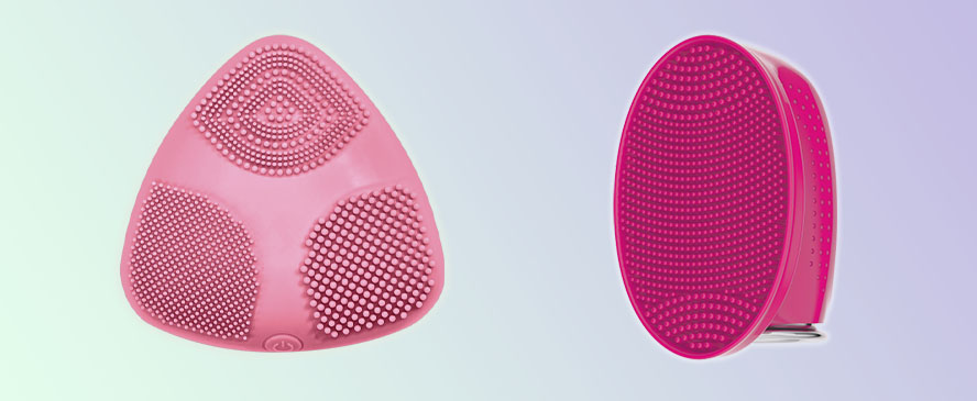 Cepillo de limpieza facial de silicona Skinpod (SF1PNK) y cepillo de limpieza facial desechable (FCB9) True Glow by Conair