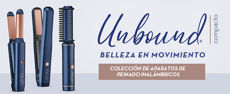 Izquierda: Plancha alisadora/rizadora (CR300) Unbound® Centro: Plancha alisadora Unbound® (CR310) Derecha: Peine alisador Unbound® (CR330) Izquierda: Plancha alisadora/rizadora (CR300) Unbound® Centro: Plancha alisadora Unbound® (CR310) Derecha: Peine alisador Unbound® (CR330)