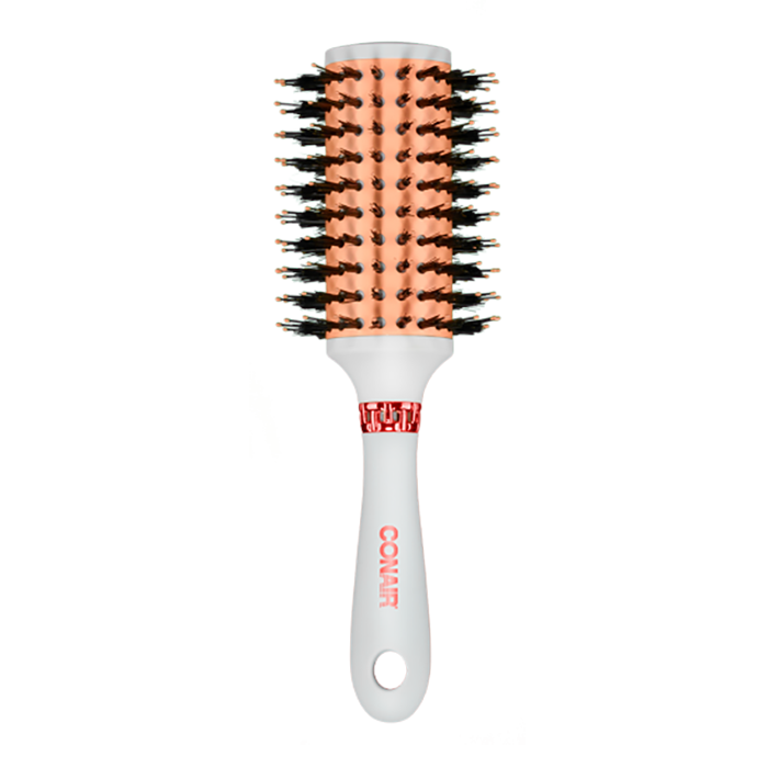 Cepillo brushing redondo de cerdas mixtas para cabello con frizz