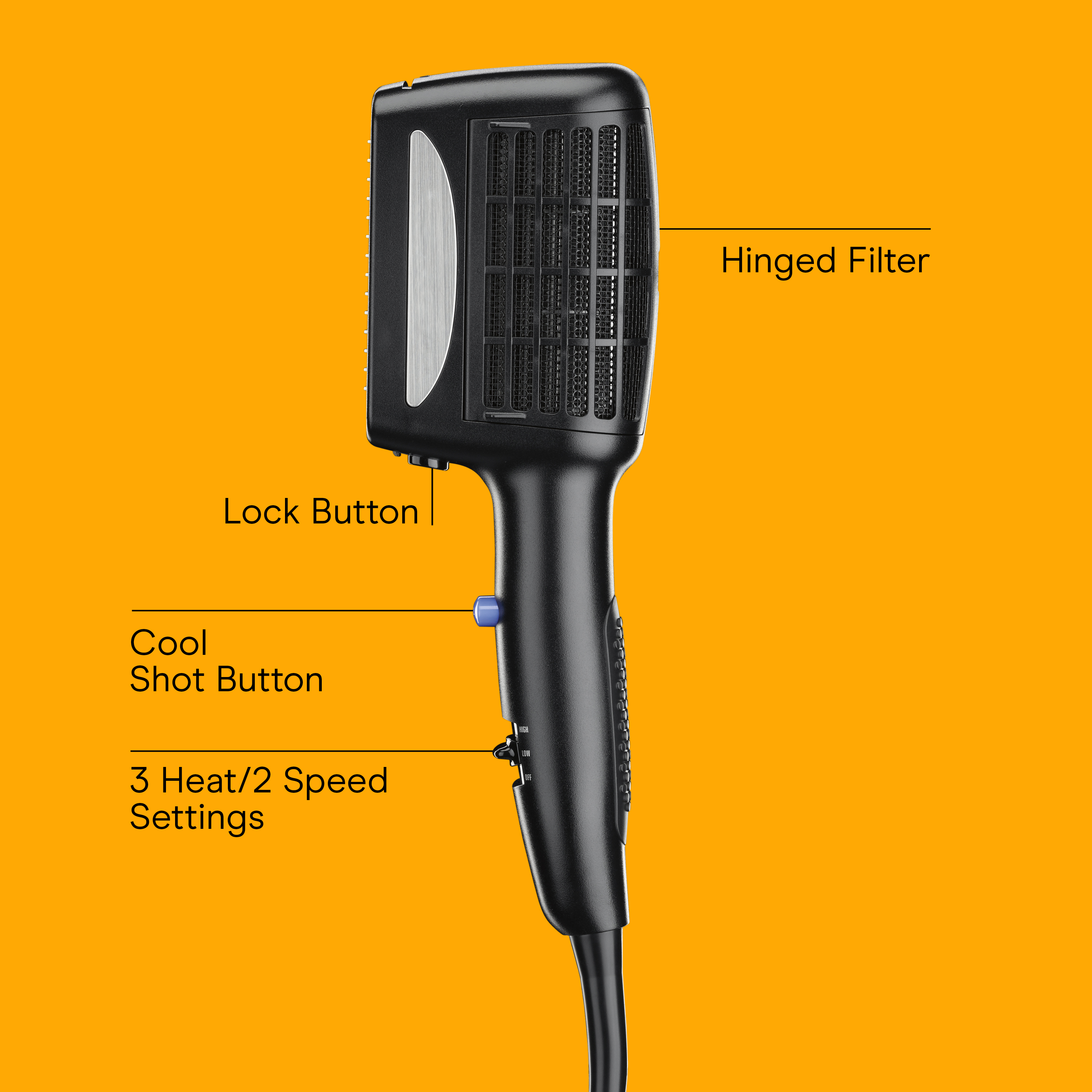 Detangle, Straighten & Volumize, 3-in-1 Ceramic Styling Hair Dryer,,large image number 1.0