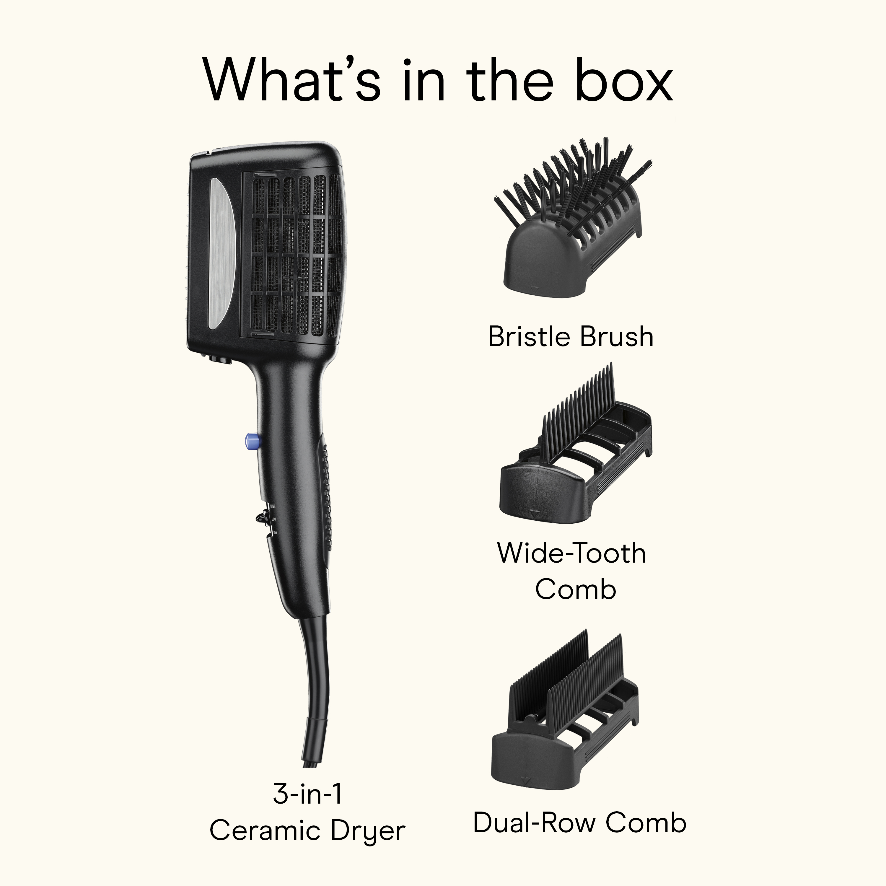 Detangle, Straighten & Volumize, 3-in-1 Ceramic Styling Hair Dryer,,large image number 7.0