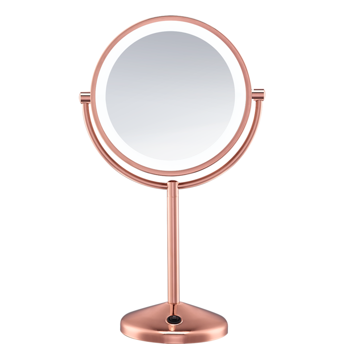 Espejo de maquillaje 1x/10x con luz LED Reflections, en acabado oro rosado