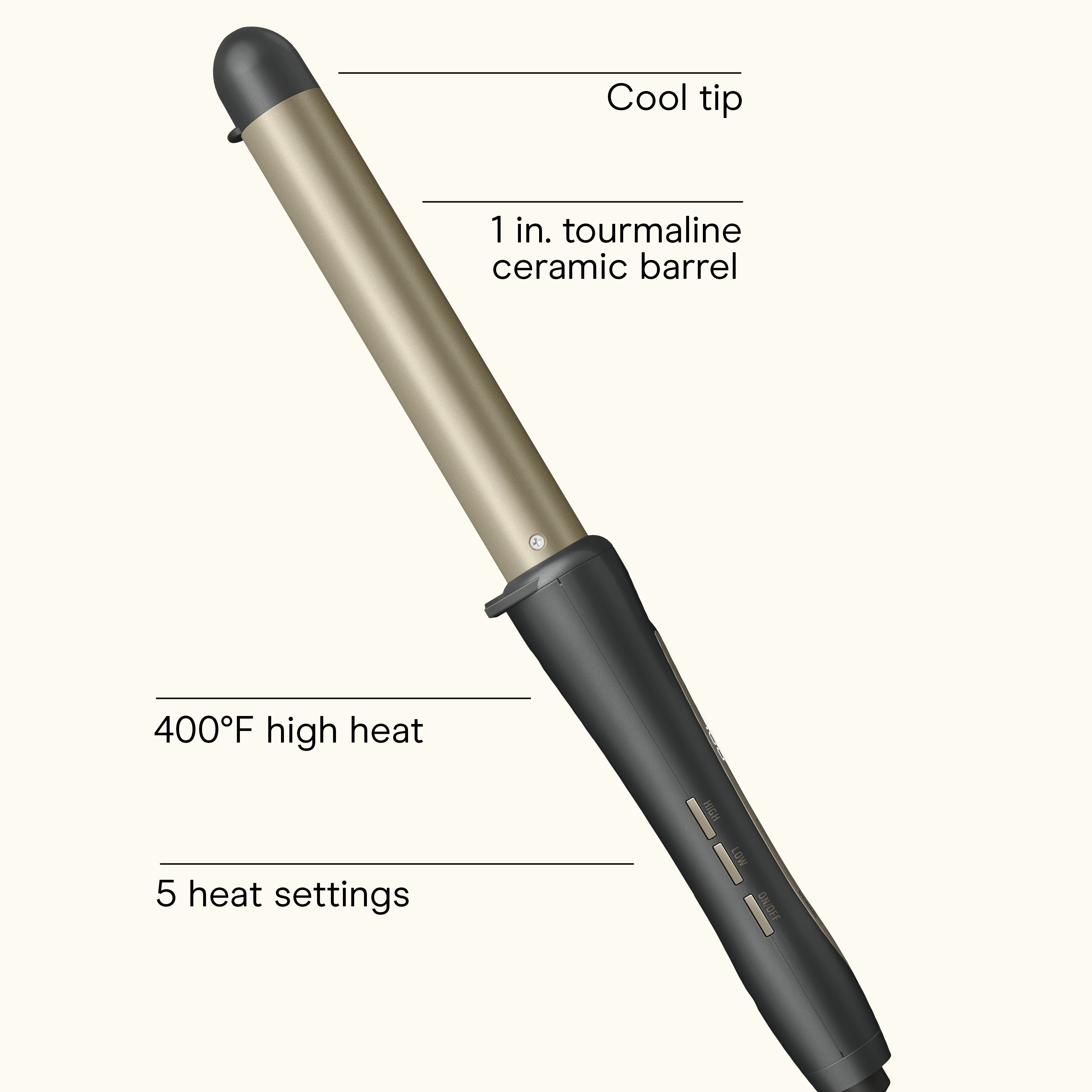 1" Tourmaline Ceramic Curling Wand, , large image number 1.0