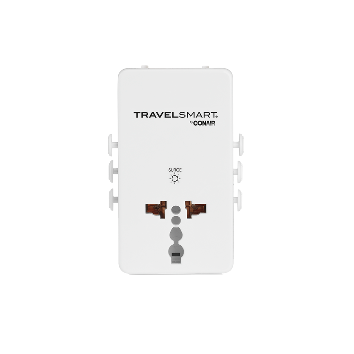 Adaptador de viaje universal con puerto USB y sonidos relajantes