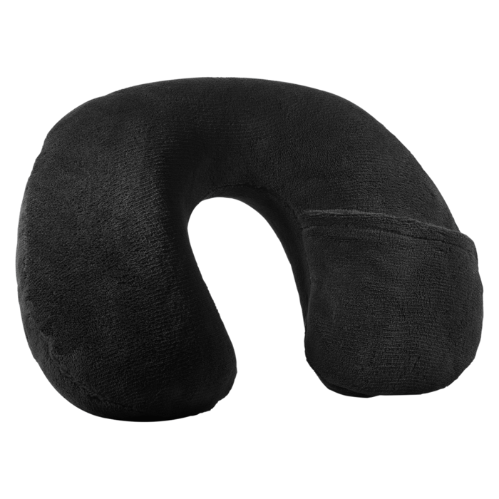 Inflatable Fleece Neck Rest - Black