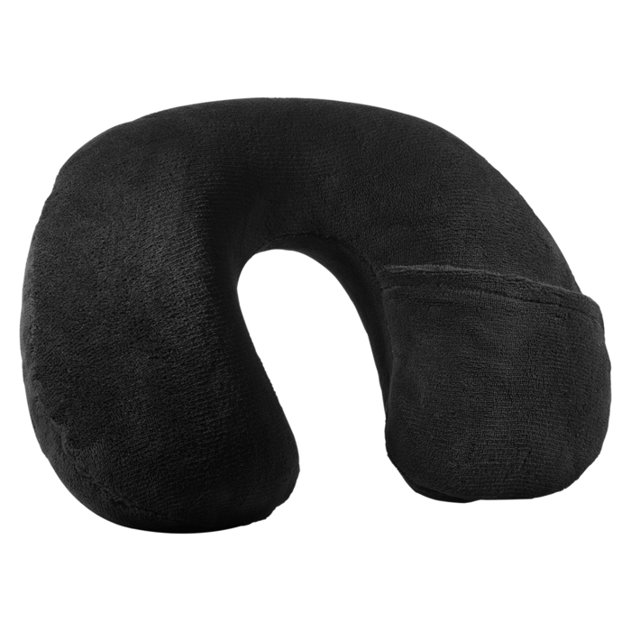 Almohada de viaje aterciopelada inflable, en negro, imagen número 0