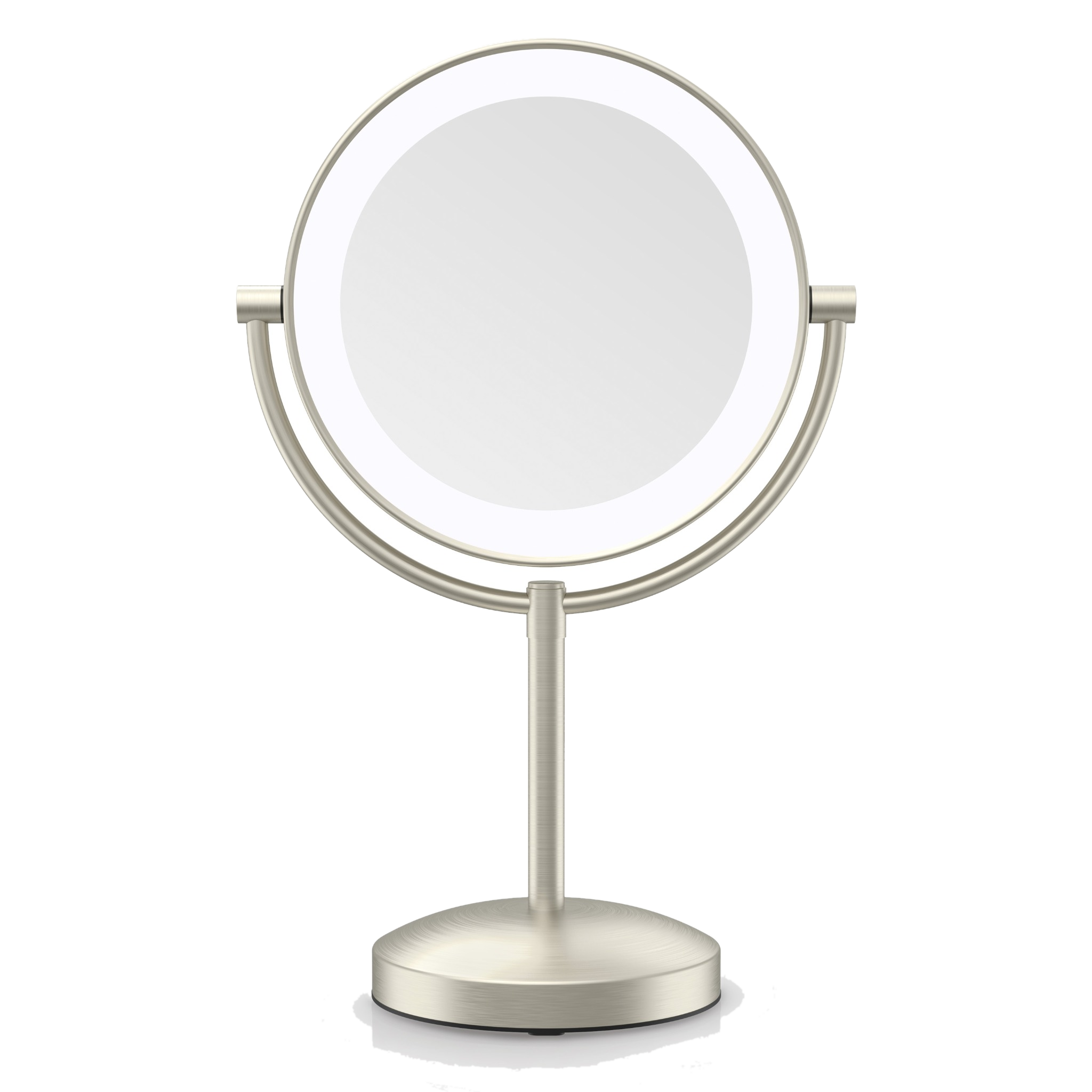 Espejo de maquillaje 1x/10x con luz LED, en níquel satinado cepillado