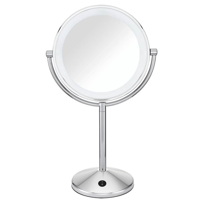 Espejo de maquillaje de 1x/10x con luz LED, en cromo pulido