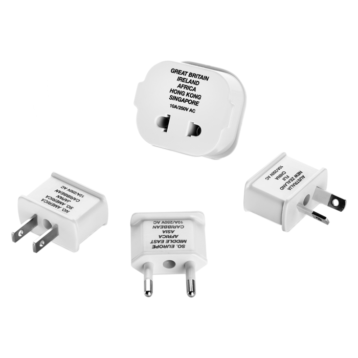 ADAPTADOR DE ENCHUFE POLARIZADO JUEGO DE 4 PIEZAS - PARA USO GLOBAL