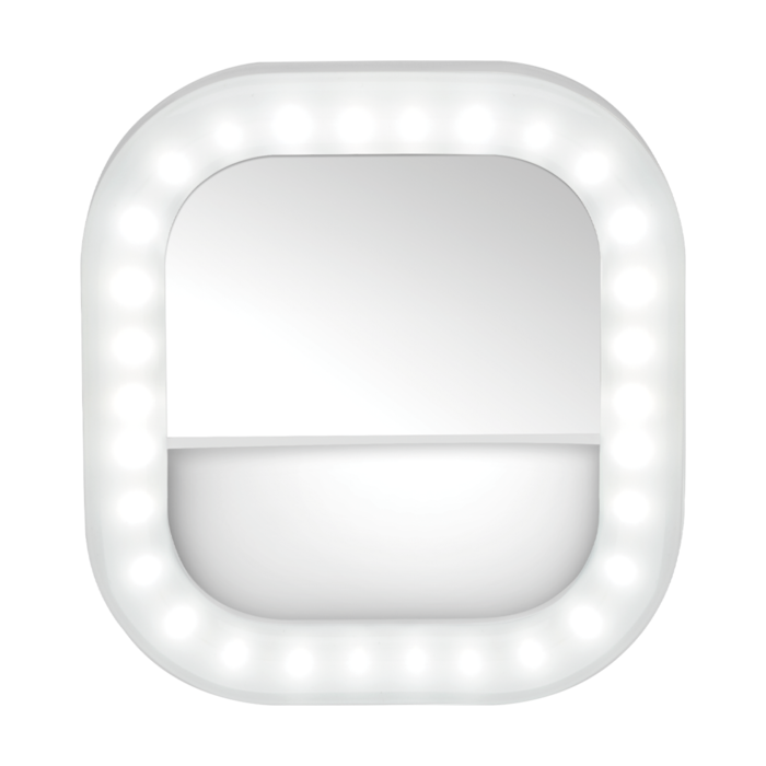 Mini-espejo para selfies con aro de luz
