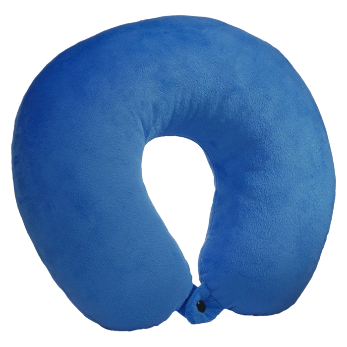 Almohada de viaje suave con relleno de fibra, en azul